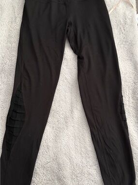 Champion Black Athletic Leggings with Subtle Logo Print